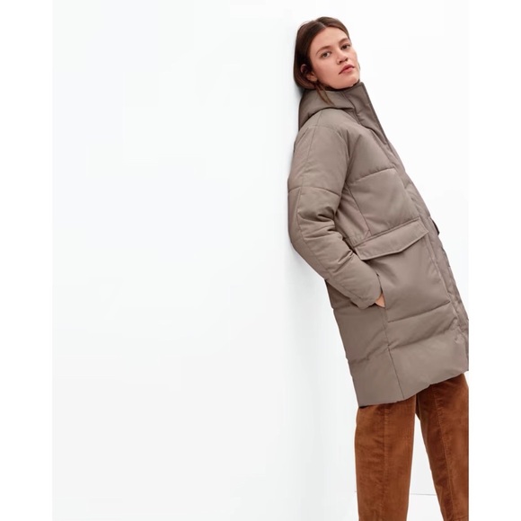 Everlane The ReNew Long Puffer Burnt Sugar Taupe Size Small - Picture 3 of 16